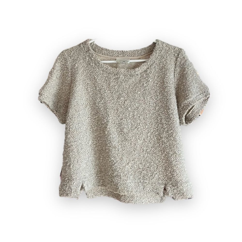 GREYLIN | Tan Gold Flake Short Sleeve Sweater (L)